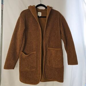 Joie Women's Tan Hooded Sherpa Sweater Jacket Size Small